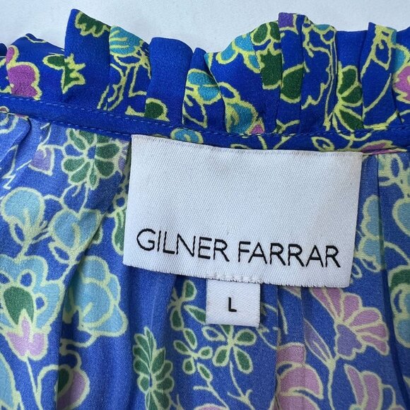 Gilner Farrar Sydney Maxi Dress Blue Green Floral Print Boho Chic Size Large - Picture 4 of 10